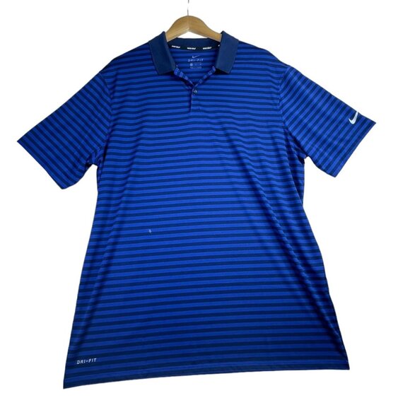 Nike Golf Polo Striped Shirt size XL Blue/Black - Picture 1 of 8